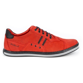 Polbut Sapatos casuais de homem 1801P nubuck vermelho com preto Polbut Sapatos casuais de homem 1801P nubuck vermelho com preto