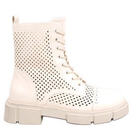 BM Bota com cadarço Wyman bege com recortes BM Bota com cadarço Wyman bege com recortes