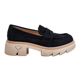 PM1 Mocassim feminino salto baixo preto Fletcher