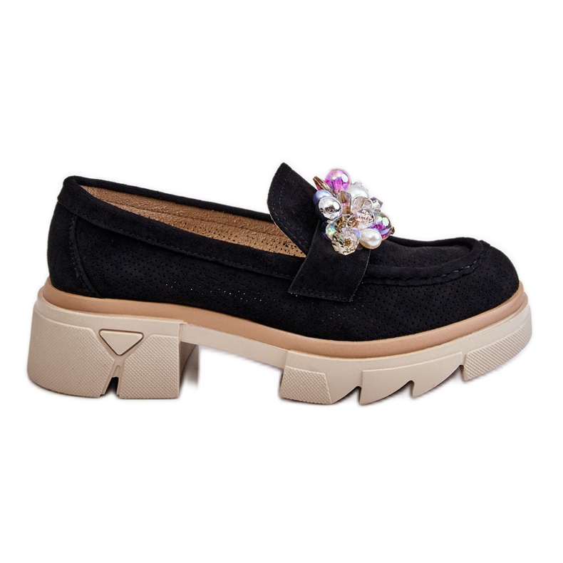 PM1 Mocassim feminino com enfeites Preto Issac