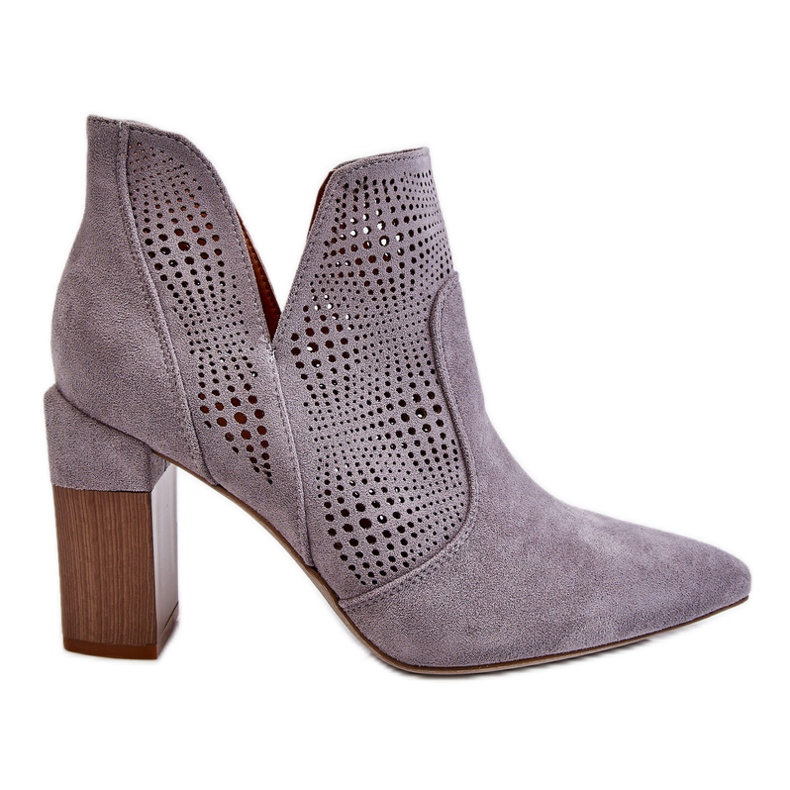 PM1 Botas de salto alto de camurça com bordados cinza Leanna PM1 Botas de salto alto de camurça com bordados cinza Leanna