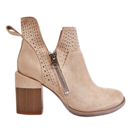 PM1 Botas camurça Camden salto grosso bege claro PM1 Botas camurça Camden salto grosso bege claro