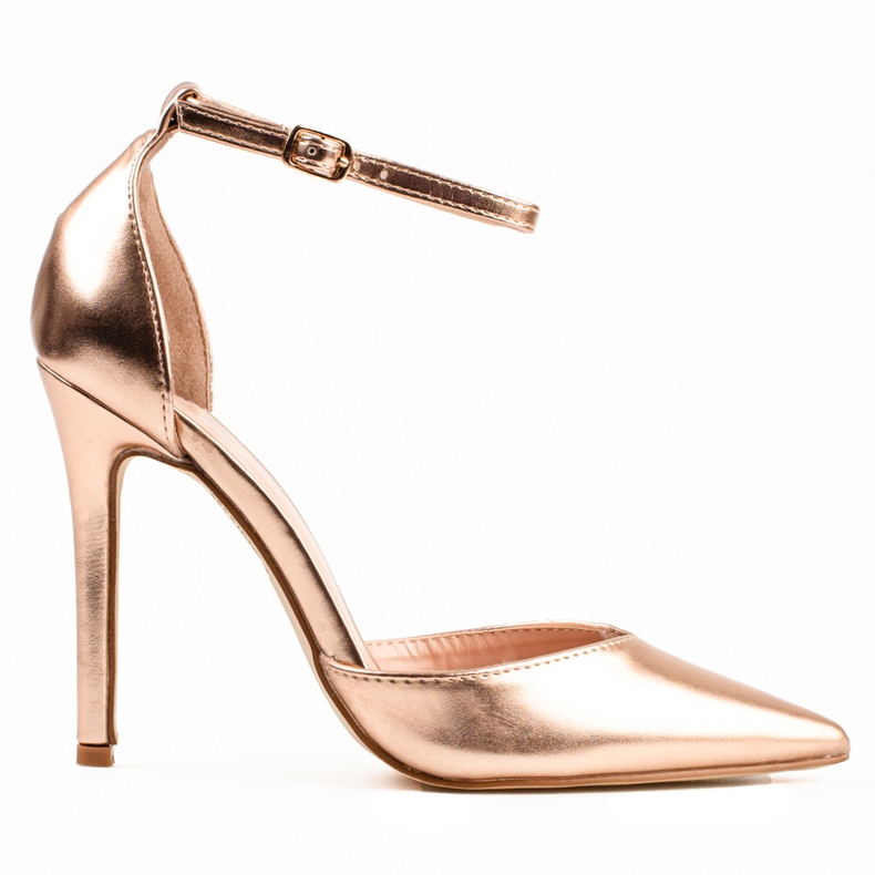 Salto dourado Shelovet feminino preso no tornozelo