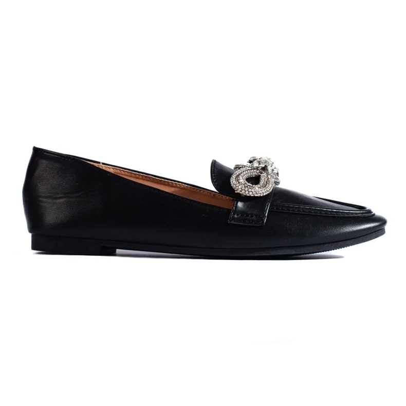 Mocassins femininos elegantes com decoração preto