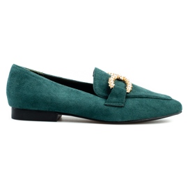 Mocassins de mulher Shelovet verde com decoração