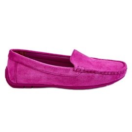 PE1 Mocassim Feminino de Camurça Roxo Morreno rosa