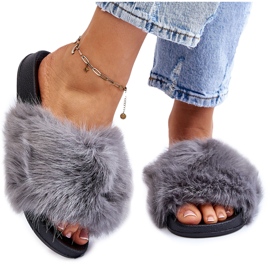 PM1 Chinelos femininos de pele Kennet cinza