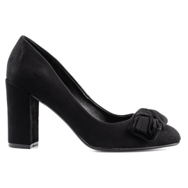 Sapatos femininos Shelovet no poste com laço preto