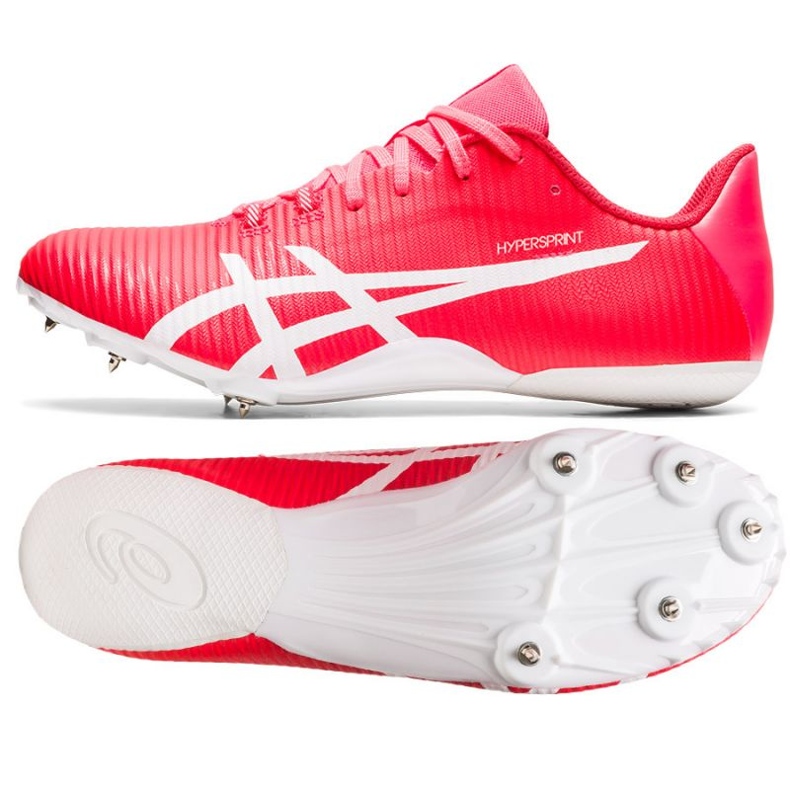 Asics Hypersprint 8 sprint 1093A197 702 sapatos de pico rosa rosa