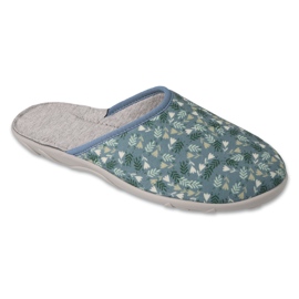 Chinelos femininos Befado cinza com folhas coloridas 235D190