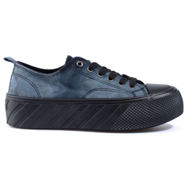 Sapatilhas de mulher Shelovet de veludo azul marinho azul-marinho