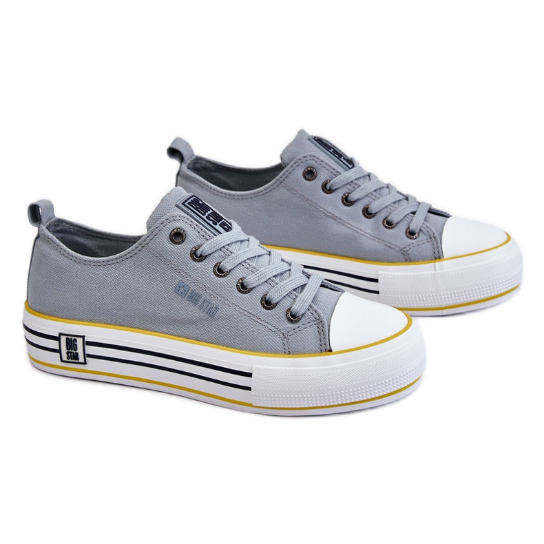 Tênis feminino plataforma de tecido Big Star LL274183 azul claro