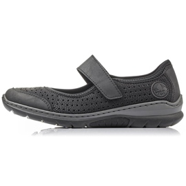 Confortáveis ​​sapatos femininos vazados com velcro preto Rieker L32B5-00