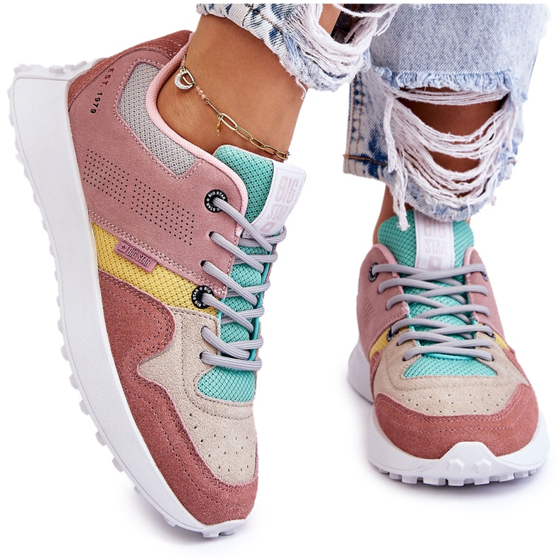 Tênis feminino Big Star LL274422 rosa-bege