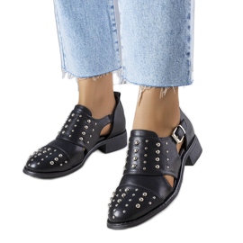 Sapato preto Irene com cadarço