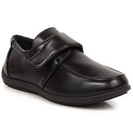 Sapato de comunhão formal Black American Club 52/23 para meninos com velcro preto