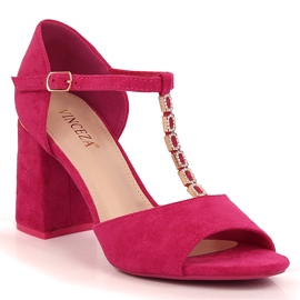 Sandália feminina camurça no poste com zircões fúcsia Vinceza 20195 rosa Sandália feminina camurça no poste com zircões fúcsia Vinceza 20195 rosa