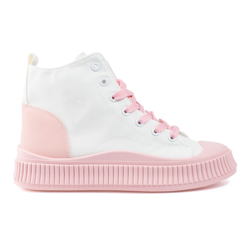Tênis feminino Shelovet alto branco e rosa