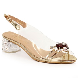Sandália transparente com zircões ouro claro D&amp;A MR-X1012 dourado