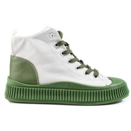 Tênis feminino Shelovet alto branco e verde