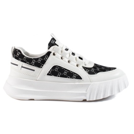 Sapatos desportivos de mulher Shelovet brancos com aplicações pretas preto