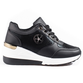 Ténis de cunha de mulher Shelovet pretos