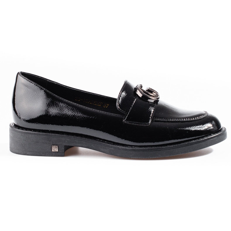 W. Potocki Senhores de salto baixo Potocki laqueados femininos preto