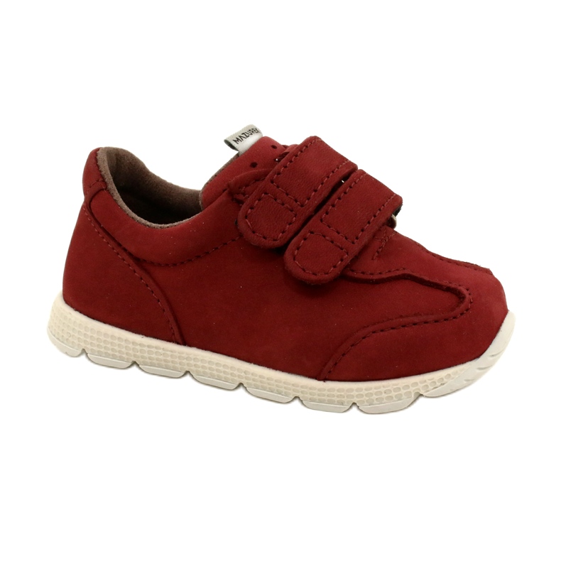 Sapatos infantis de couro casual Mazurek 1362 Velcro vermelho