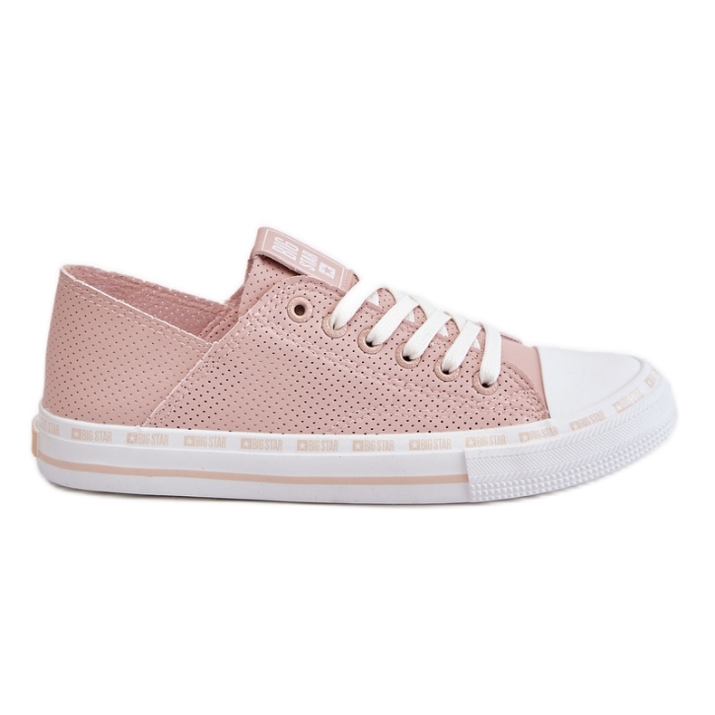 Tênis feminino de couro baixo Big Star LL274015 rosa