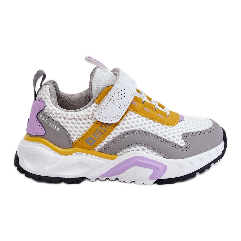 Tênis esportivo infantil com velcro Big Star JJ374257 branco e amarelo multicolorido
