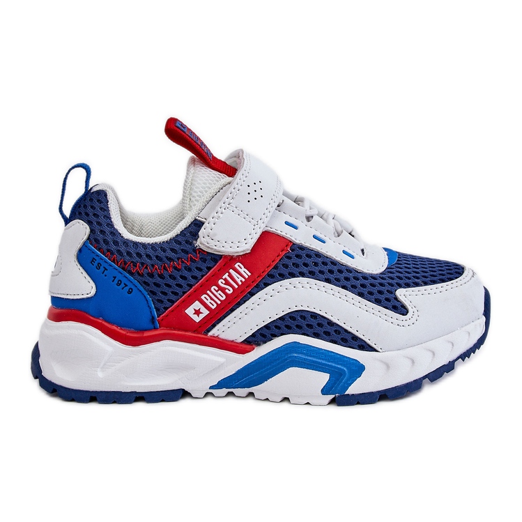 Tênis esportivo infantil com velcro Big Star JJ374259 branco e azul marinho multicolorido