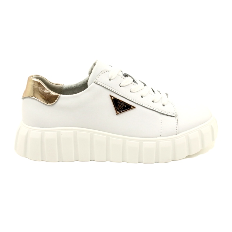 Tênis de couro Filippo DP4138 branco dourado