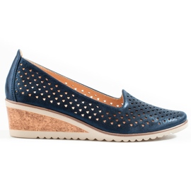 W. Potocki Sapatos de mulher vazados Potocki azul marinho