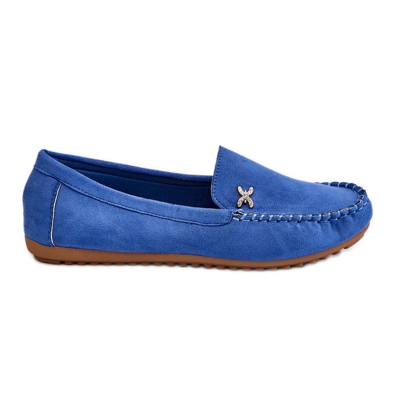 PS1 Mocassim feminino de camurça com enfeite Leah azul PS1 Mocassim feminino de camurça com enfeite Leah azul