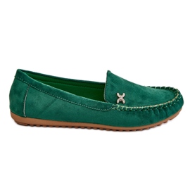 PS1 Mocassim feminino de camurça com enfeite Leah verde