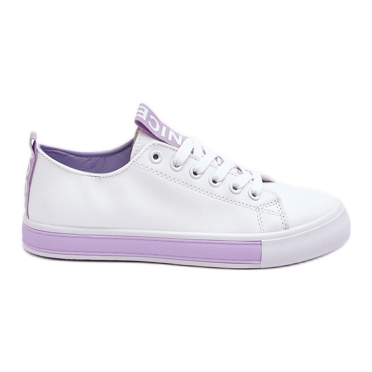 Tênis feminino clássico branco-roxo Ville