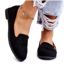 Mocassins femininos confortáveis ​​de camurça preto Lucca