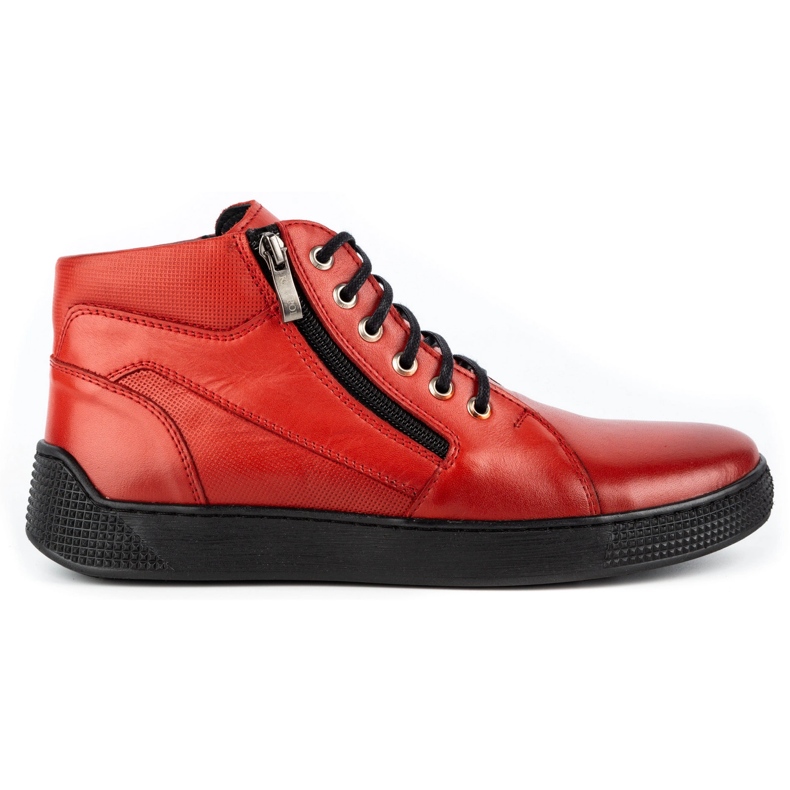 Kampol Sapatos masculinos tênis de couro 120SW vermelho