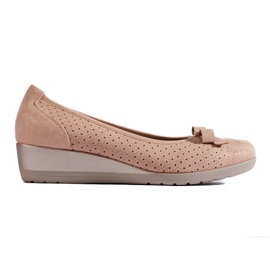 W. Potocki Sapatos femininos de salto baixo Potocki vazado bege