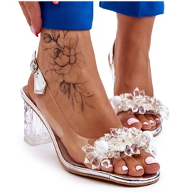 S.Barski Sandálias da moda com miçangas Silver Terrance prata