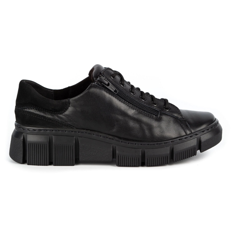 WASAK Sapatos femininos tênis de couro 0663W preto