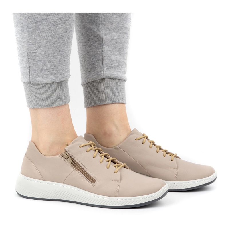 WASAK Sapatos femininos tênis de couro 0602W cinza