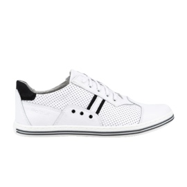 Polbut Sapatos casuais masculinos 1801P branco com preto Polbut Sapatos casuais masculinos 1801P branco com preto