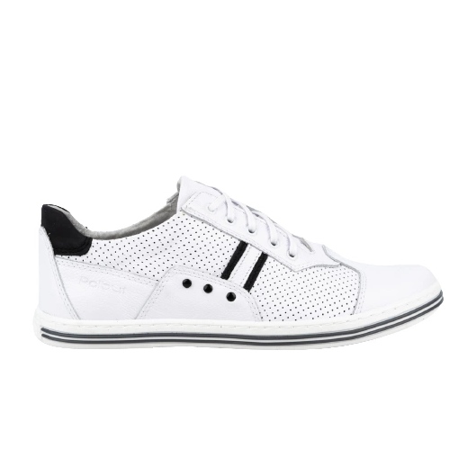 Polbut Sapatos casuais masculinos 1801P branco com preto Polbut Sapatos casuais masculinos 1801P branco com preto