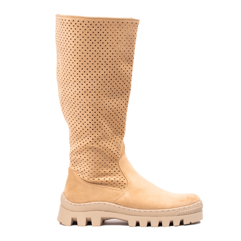 W. Potocki Botas de camurça com bordados Potocki bege