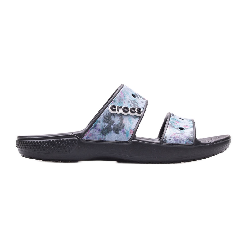 Chinelos femininos CROCS Classic Tie Dye gráfico 207283-988 preto multicolorido