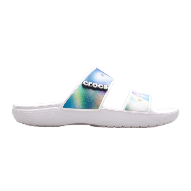 Chinelos femininos CROCS Classic Solarized Sandal 207771-94S branco multicolorido
