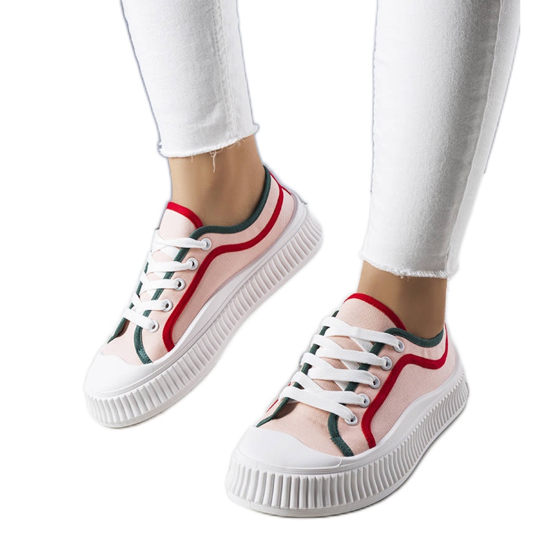 Tênis plataforma rosa, Johanna. vermelho