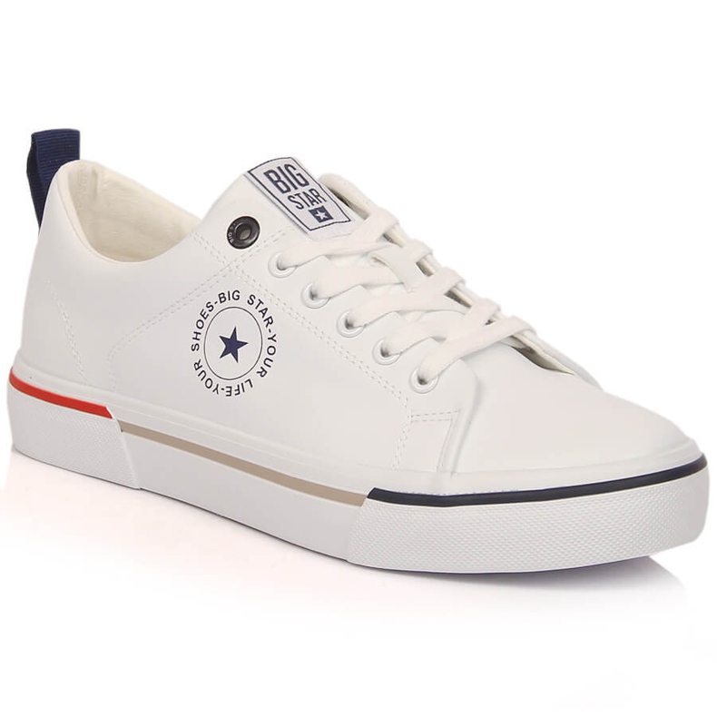 Tênis masculino em couro ecológico branco Big Star LL174209