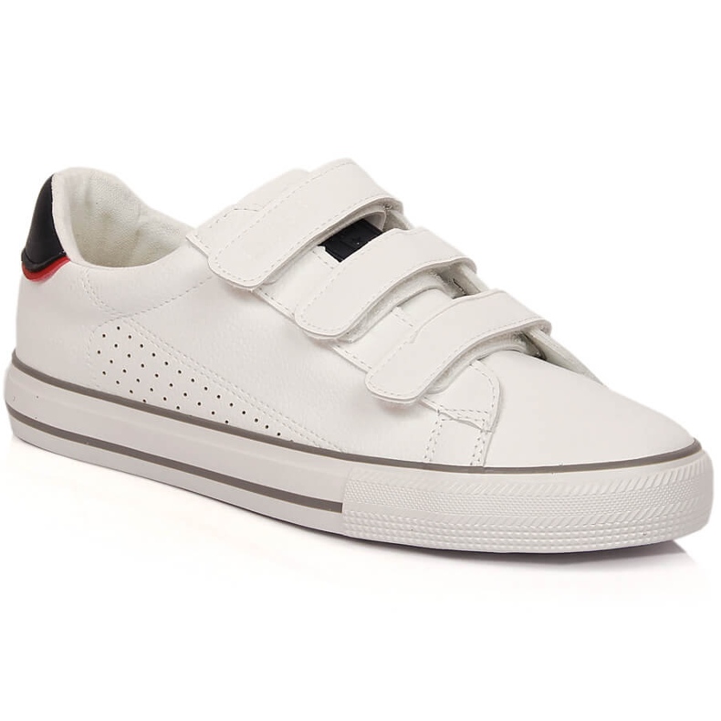 Tênis masculino em couro ecológico com velcro branco Big Star LL174632